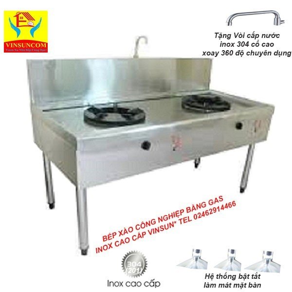 Bếp Á Xào Nấu Công Nghiệp 2 Họng 1 Vòi Nước VinSun Bếp Á Xào Nấu Công Nghiệp 2 Họng 1 Vòi Nước VinSun