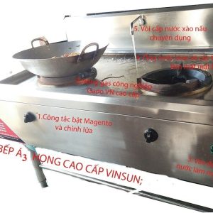 Bếp Á Xào Nấu Công Nghiệp 3 Họng 2 Vòi Nước VinSun