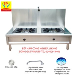 Bếp Hầm Công Nghiệp 2 Họng Dùng Gas VinSun