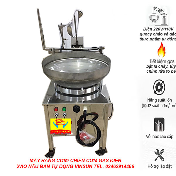 Máy Rang Cơm Chiên Cơm Xào Nấu 10 Xuất Gas Điện Tự Động VinSun