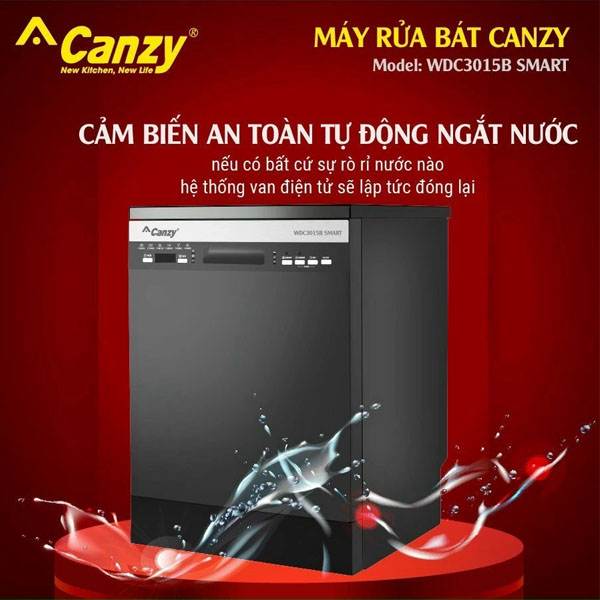 Máy Rửa Bát Đĩa 14 Bộ 3 Tầng Canzy WDC3015B SMart Có Sấy Diệt Khuẩn