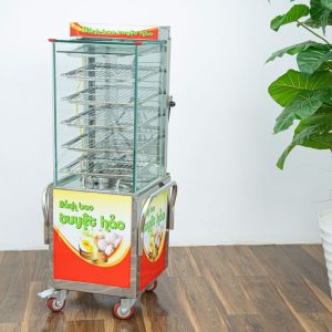 Tủ Hấp Giữ Nóng Bánh Bao 5 Tầng có chân đẩy
