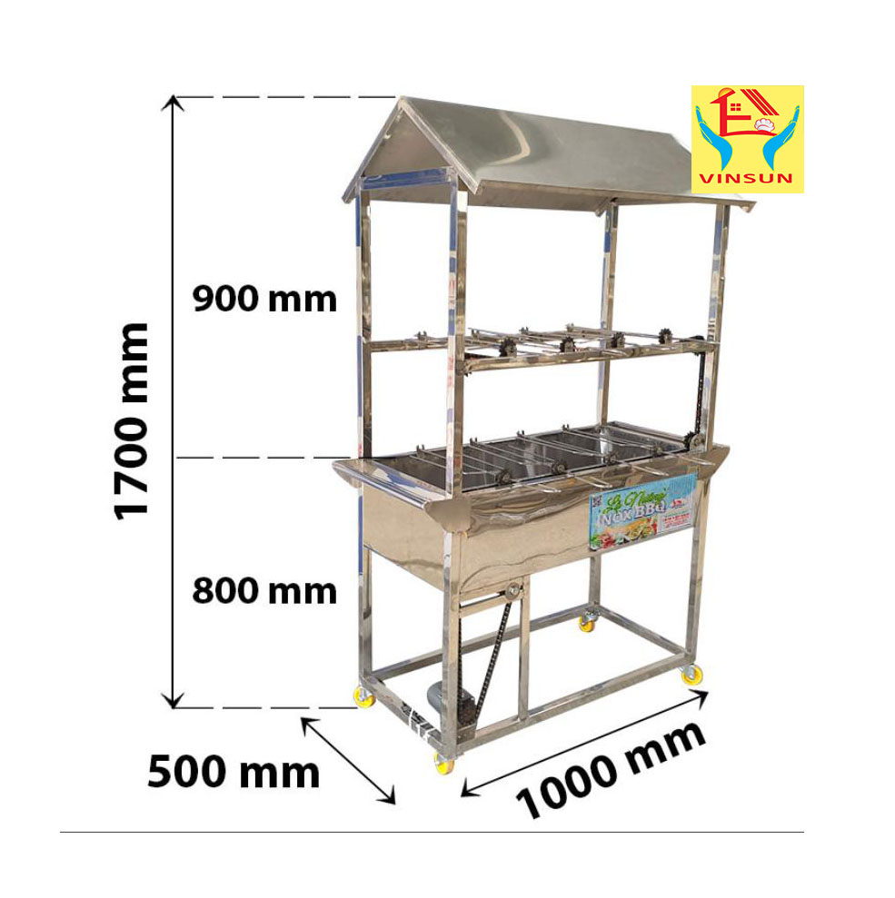 Lò Quay Vịt Bằng Than 2 Tầng 8 Xiên Dây Xích