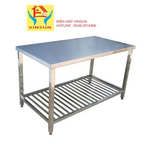 Bàn Soạn Đồ 1m5 Inox Lưng Cao Chống Bắn Nước Vinsun