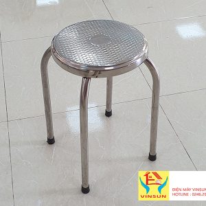 Ghế Đôn Tròn Gọn 4 Chân Inox Vinsun