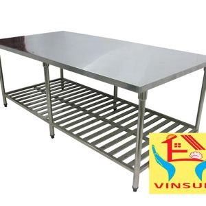 Bàn Soạn Chia Đồ 1M8 Inox 2 Tầng Chống Ồn Vinsun
