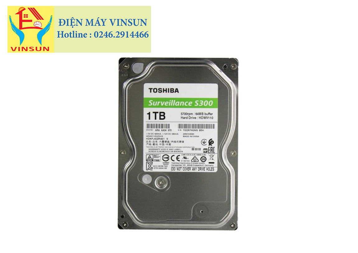 Ổ cứng Camera Toshiba S300 1TB HDWV110UZSVA Surveillance 3.5 inch Vinsun Phân Phối Ổ cứng Camera Toshiba S300 1TB HDWV110UZSVA Surveillance 3.5 inch Vinsun Phân Phối