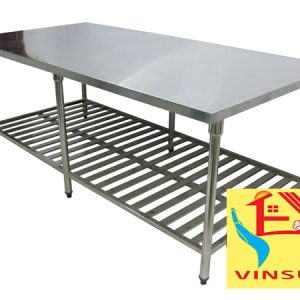 Bàn Soạn Chia Đồ 1M8 Inox 2 Tầng Chống Ồn Vinsun