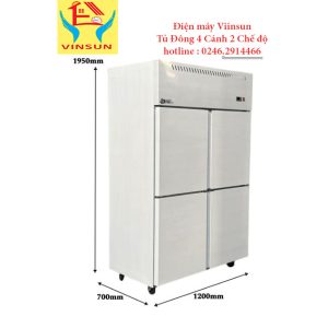 Tủ Đông Inox 4 Cánh 2 Chế Độ Làm Lạnh