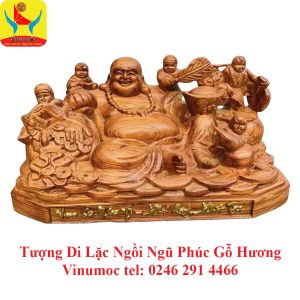 Tượng Di Lặc Ngồi Ngũ Phúc Gỗ Hương 500 mm VinSun Tượng Di Lặc Ngồi Ngũ Phúc Gỗ Hương 500 mm VinSun