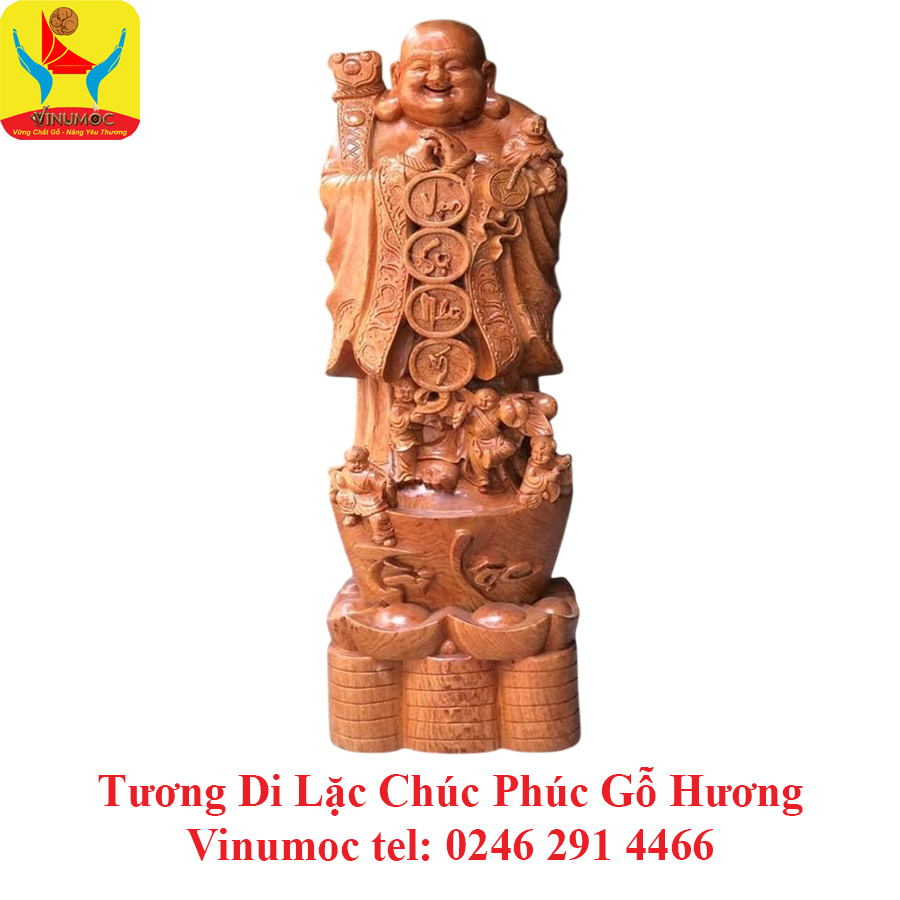 Tượng Di Lặc Chúc Phúc Gỗ Hương 600 mm VinSun