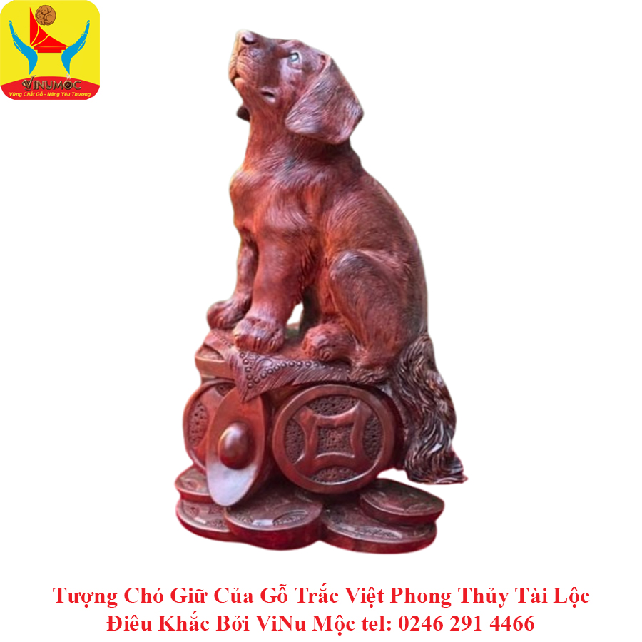 Tượng Chó Giữ Của C33xR19xS13 Gỗ Trắc Việt ViNu Mộc