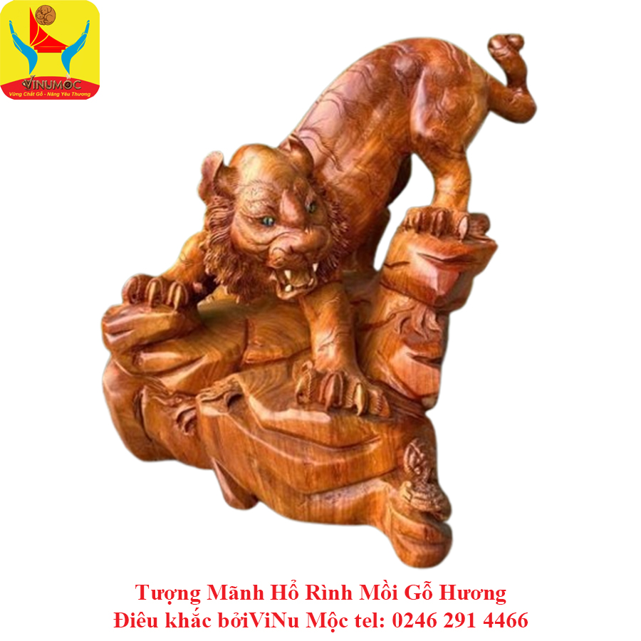 Tượng Mãnh Hổ Rình Mồi C55xR68xS50 Gỗ Hương ViNu Mộc