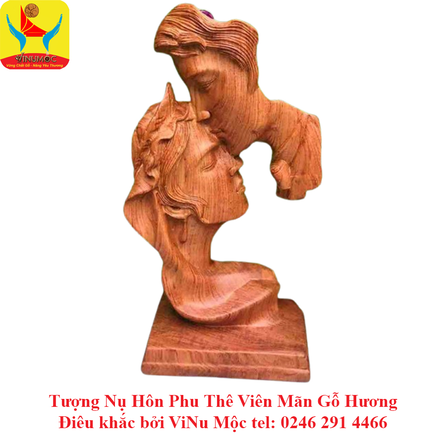 Tượng Nụ Hôn Phu Thê Viên Mãn Cao 30 Gỗ Hương ViNu Mộc Tượng Nụ Hôn Phu Thê Viên Mãn Cao 30 Gỗ Hương ViNu Mộc