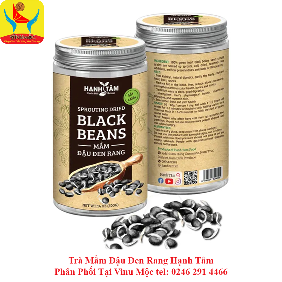 Trà Mầm Đậu Đen Rang Hạnh Tâm (Hộp Thiếc) Phân Phối Tại Vinu Mộc